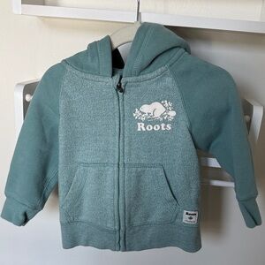 Roots Teal Kids Hooded Zip Sweatshirt